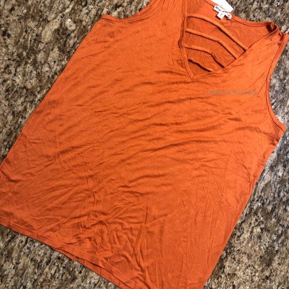 Zenana Outfitters Tops - Orange V neck Tank Top  (2)  T1444   NWT Boutique